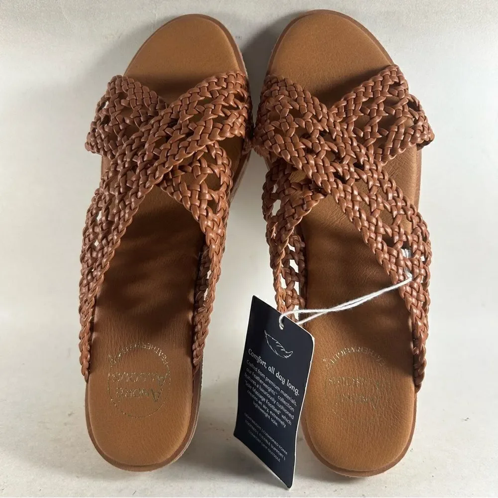André Assous Bryana Women’s Woven Wedge Sandals Brown Size 9 M